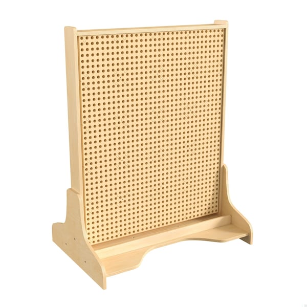 Flash Furniture Bright Beginnings Commercial Grade Natural Finish Wooden Double Sided Freestanding STEAM Wall Base with Peg Panels MK-ME19936-GG - main